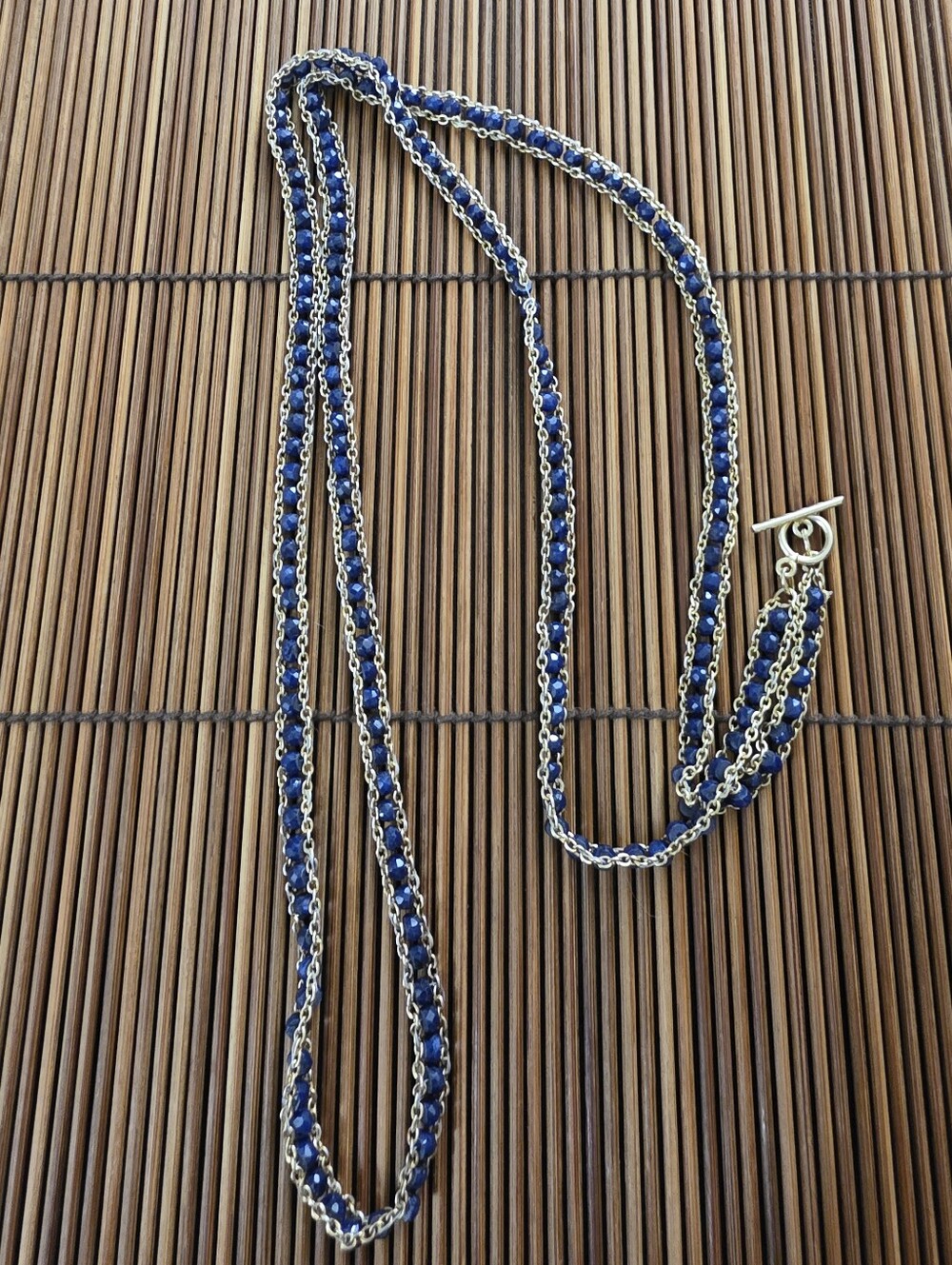 Sterling Silver Sapphire Yellow Gold Necklace (Vintage)
